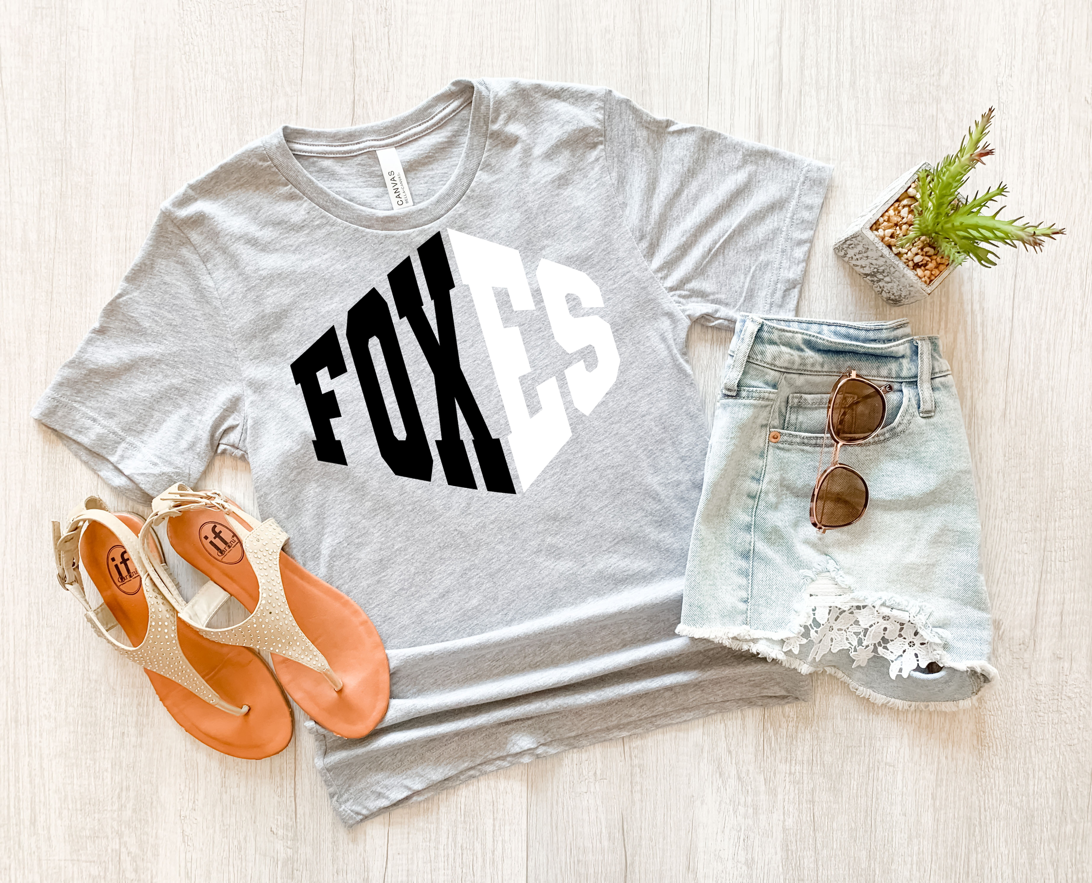 Foxes Warped Two Color Game Day DTF Print