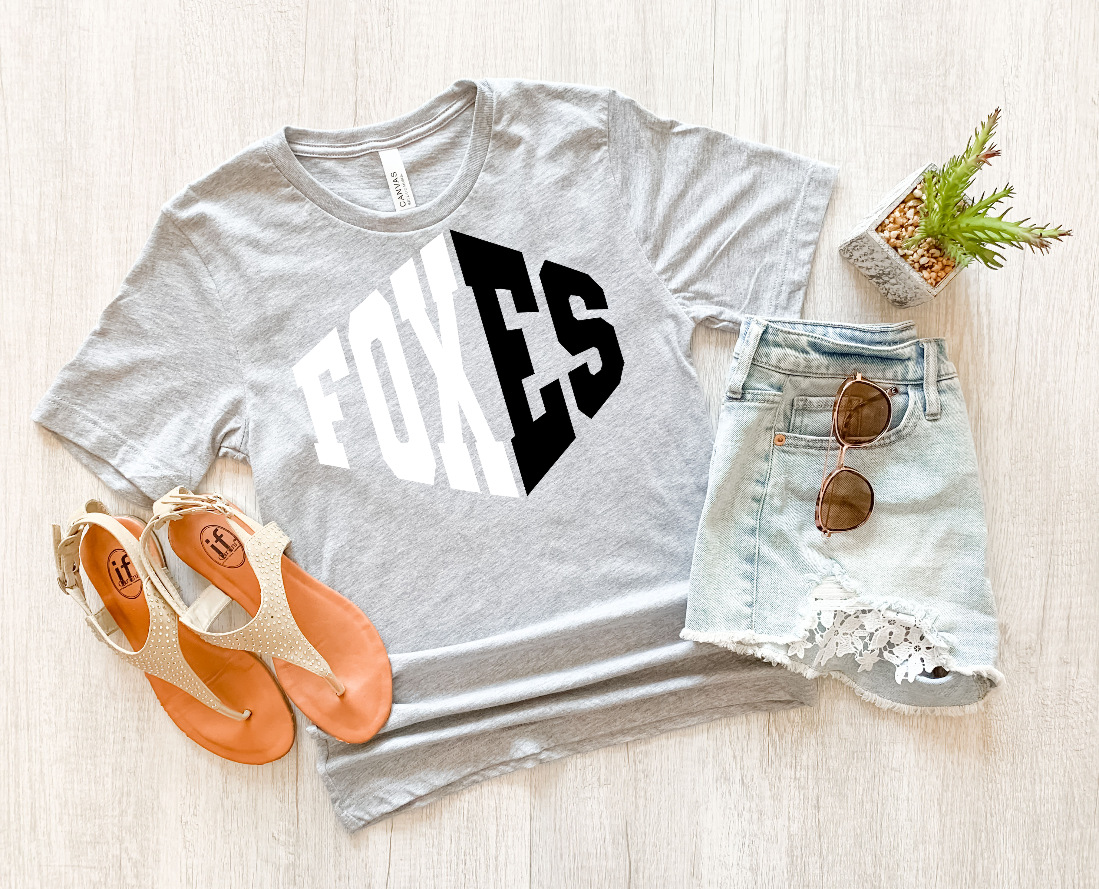 Foxes Warped Two Color Game Day DTF Print