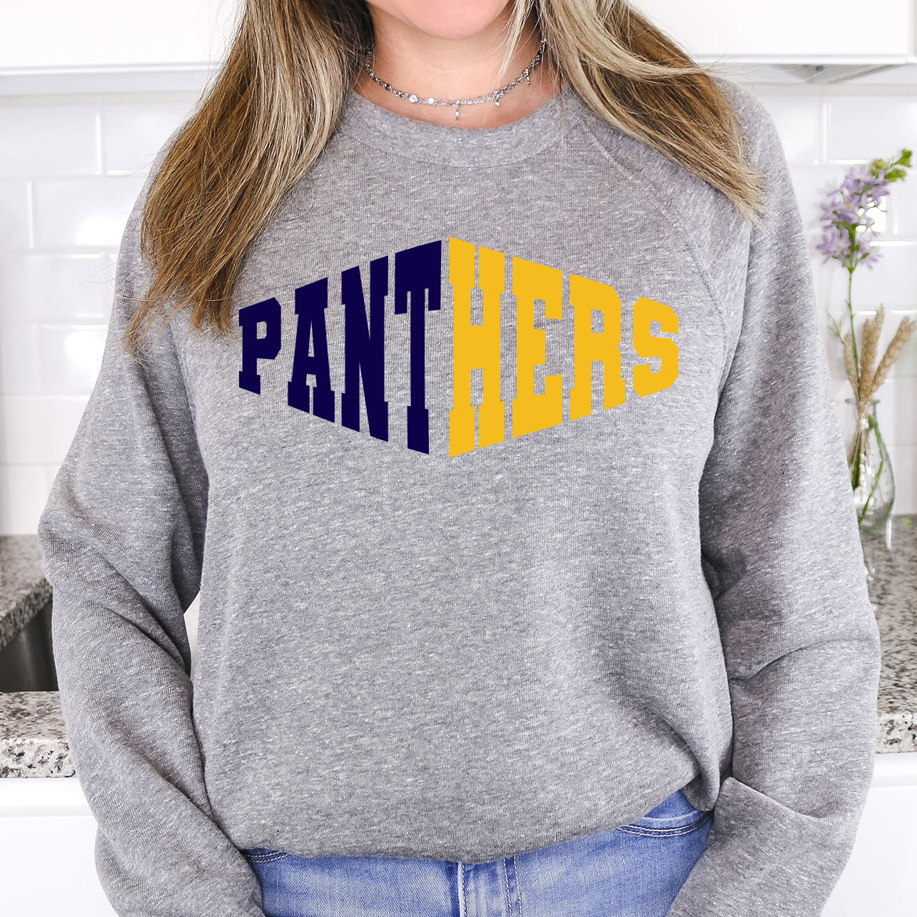 Panthers Warped Two Color Game Day DTF Print