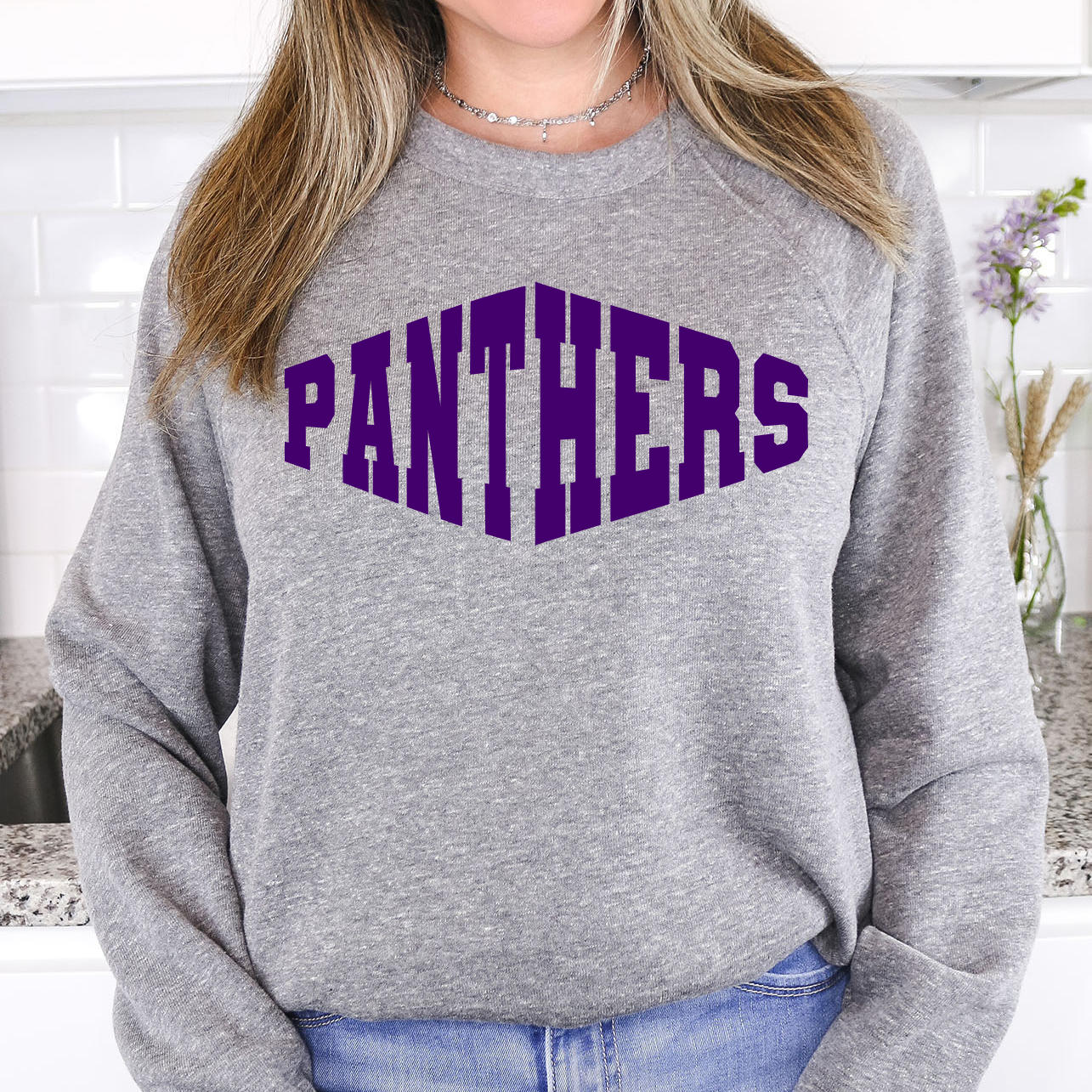 Panthers Warped Two Color Game Day DTF Print