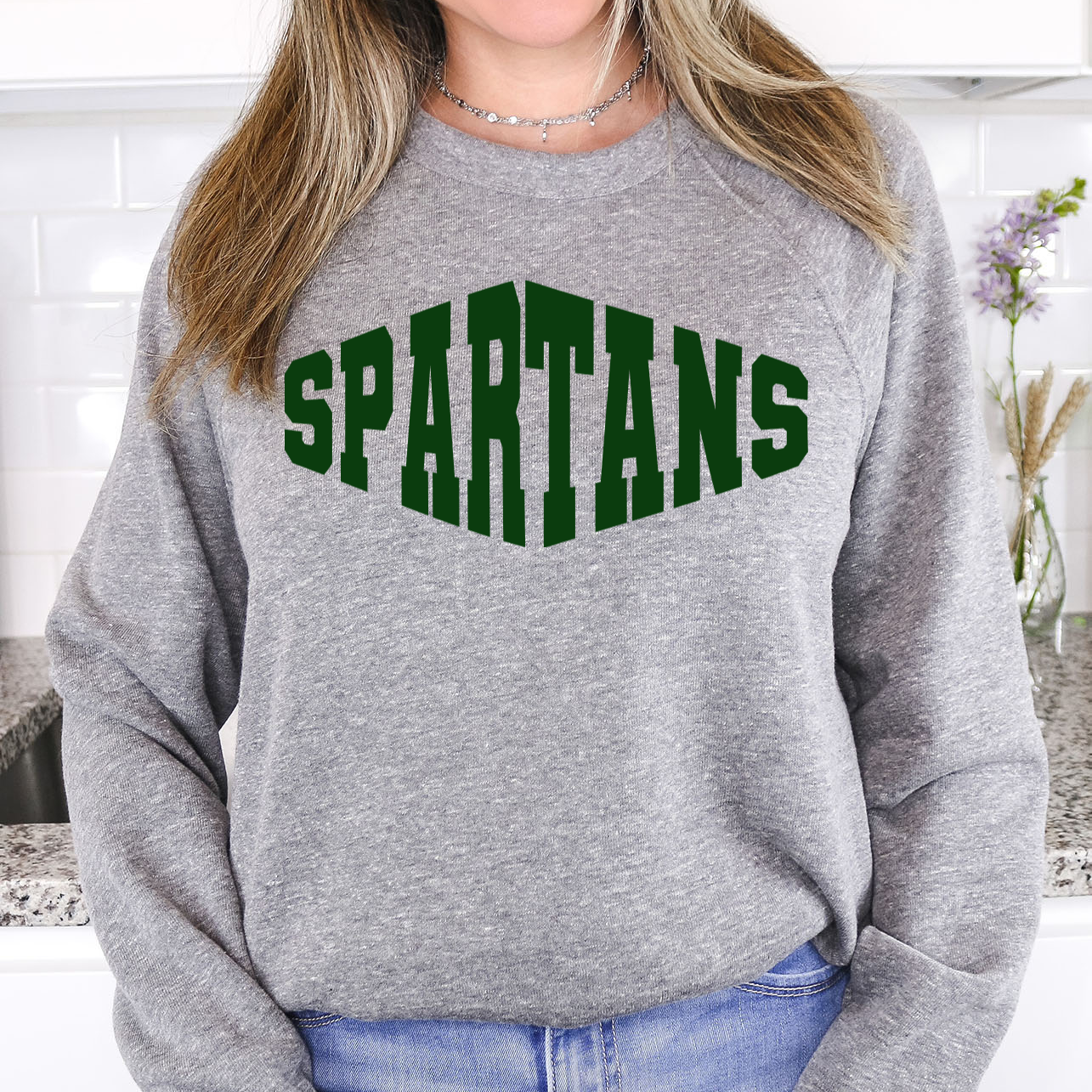 Spartans Warped Two Color Game Day DTF Print