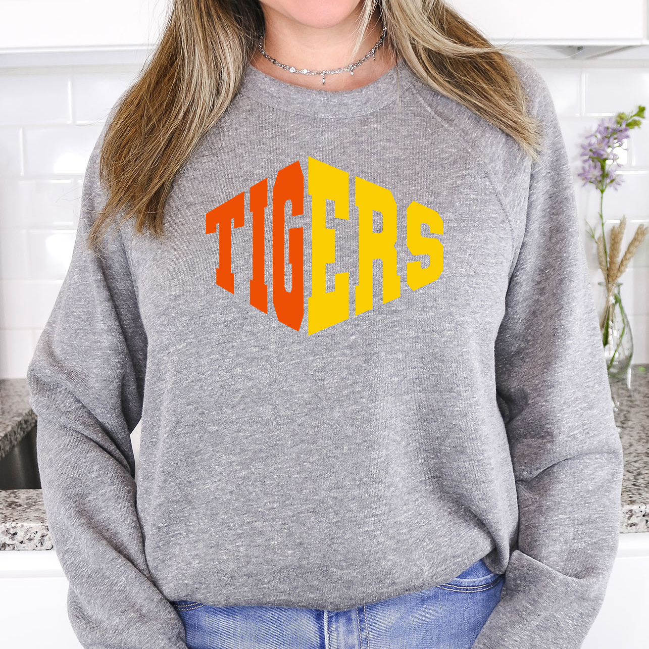 Tigers Warped Two Color Game Day DTF Print