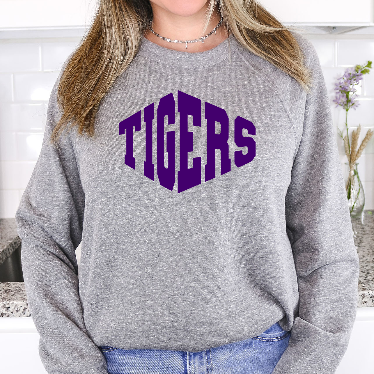 Tigers Warped Two Color Game Day DTF Print