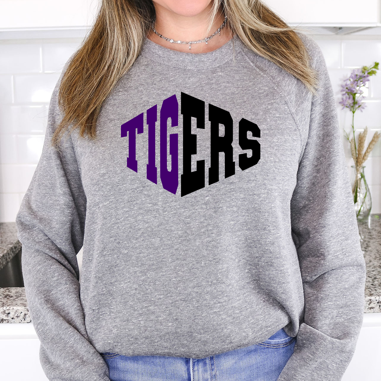 Tigers Warped Two Color Game Day DTF Print