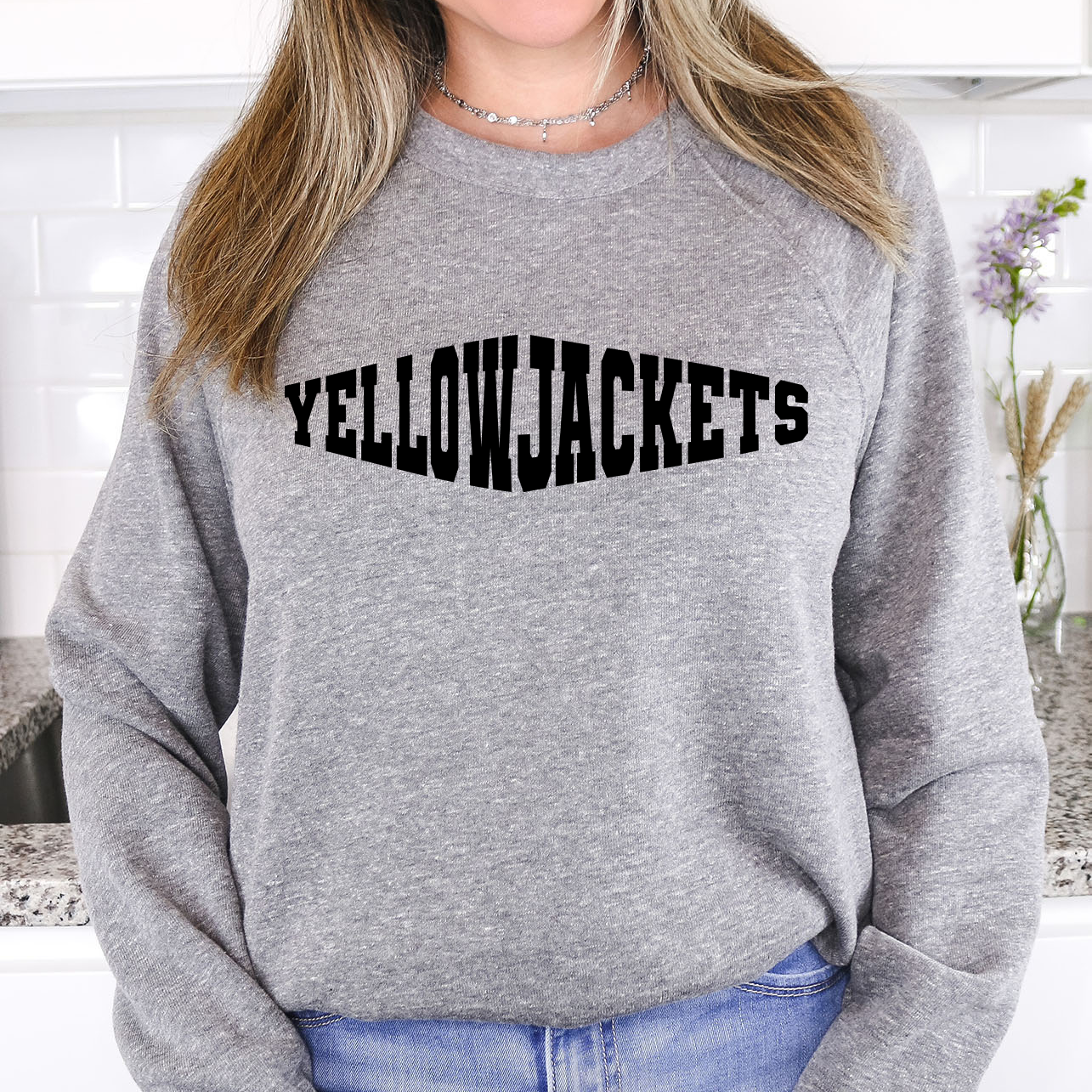 Yellow Jackets Warped Two Color Game Day DTF Print