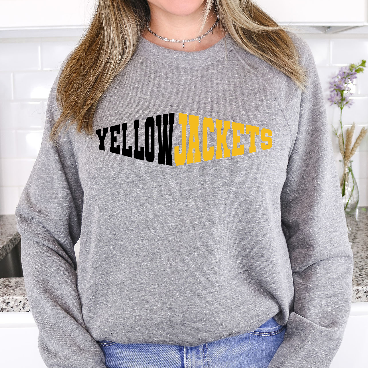 Yellow Jackets Warped Two Color Game Day DTF Print