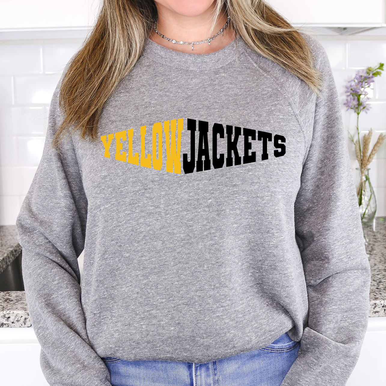 Yellow Jackets Warped Two Color Game Day DTF Print