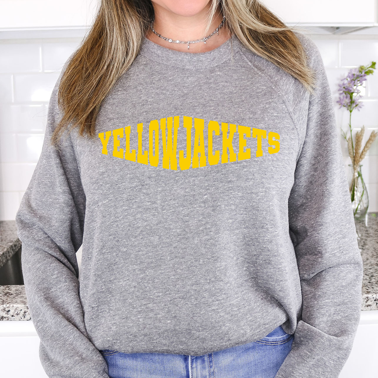 Yellow Jackets Warped Two Color Game Day DTF Print
