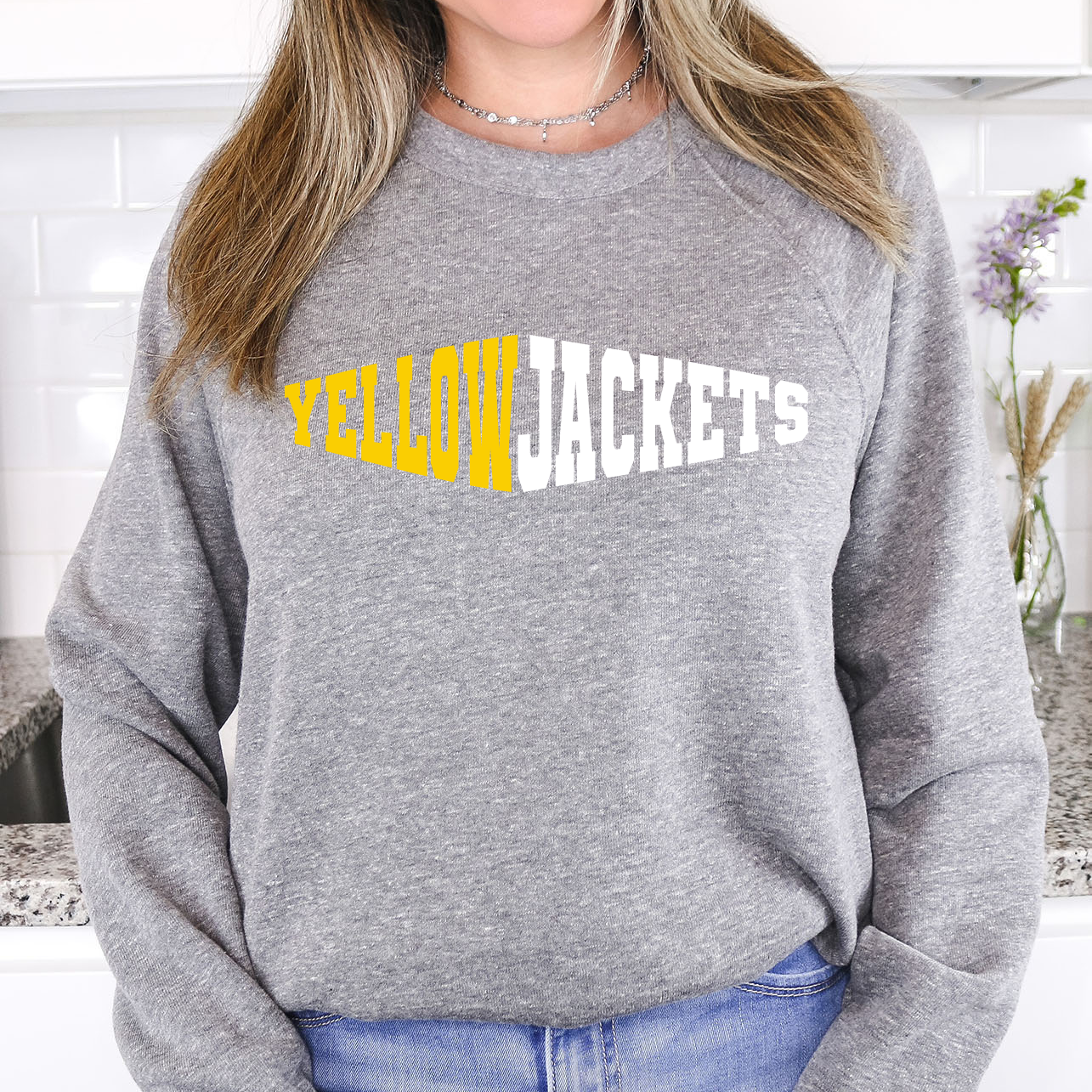 Yellow Jackets Warped Two Color Game Day DTF Print