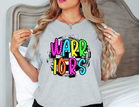 Warriors Neon Checker Circle DTF Print