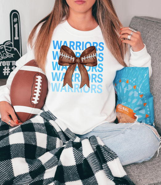 Warriors Repeat Football Bow DTF Print