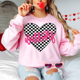 Warriors Valentine Checker Heart DTF Print
