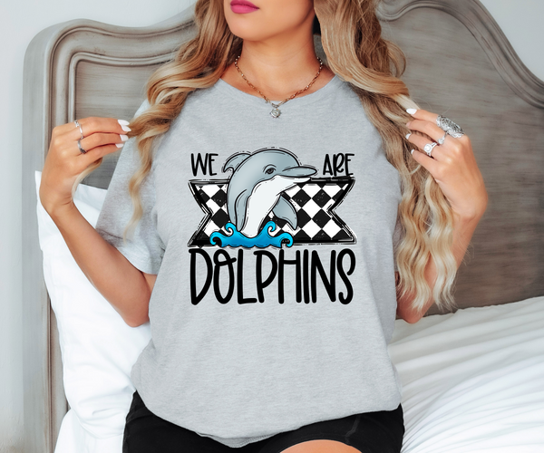 We Are Dolphins Checker DTF Print