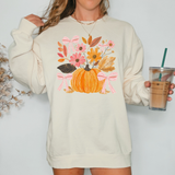 Whimsical Floral And Pumpkin DTF Print