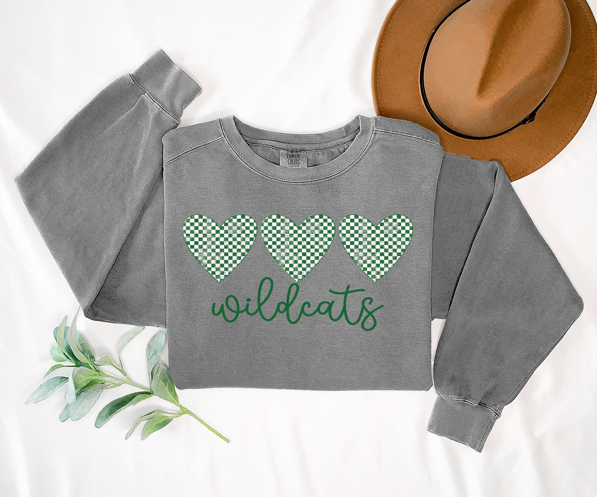 Wildcats Checker Heart Trio DTF Print