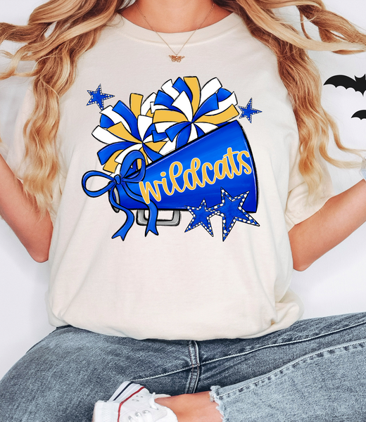 Wildcats Cheer Megaphone Stars DTF Print