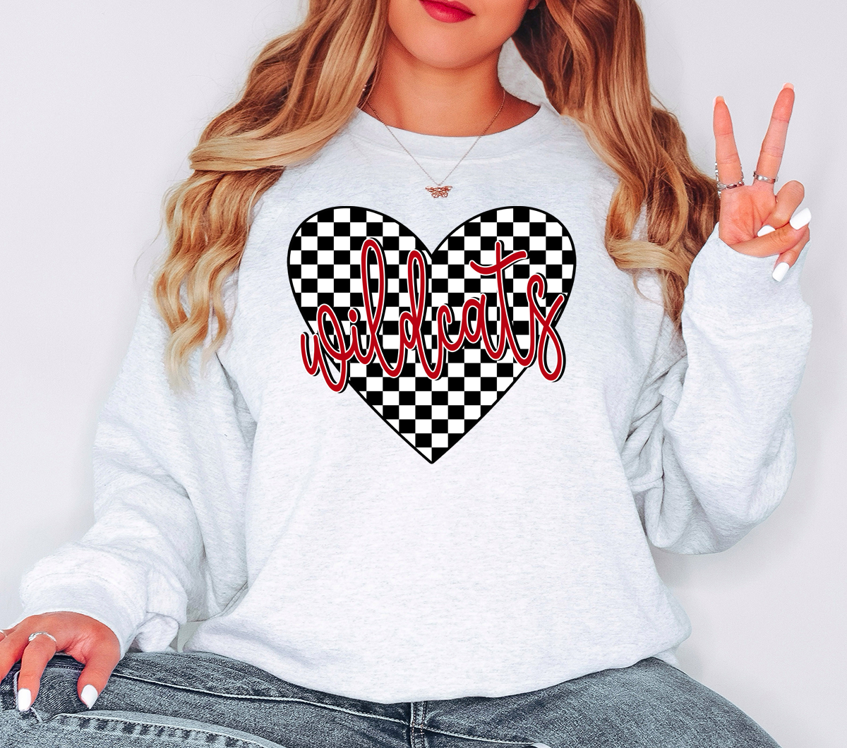 Wildcats Retro Checker Heart DTF Print