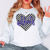 Wildcats Retro Checker Heart DTF Print