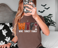 WTF Wine Turkey Family Faux Sequin DTF Print