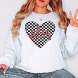 Wolves Retro Checker Heart DTF Print