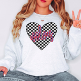 Wolves Retro Checker Heart DTF Print
