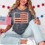 Frayed Patriotic Yarn Flag DTF Print