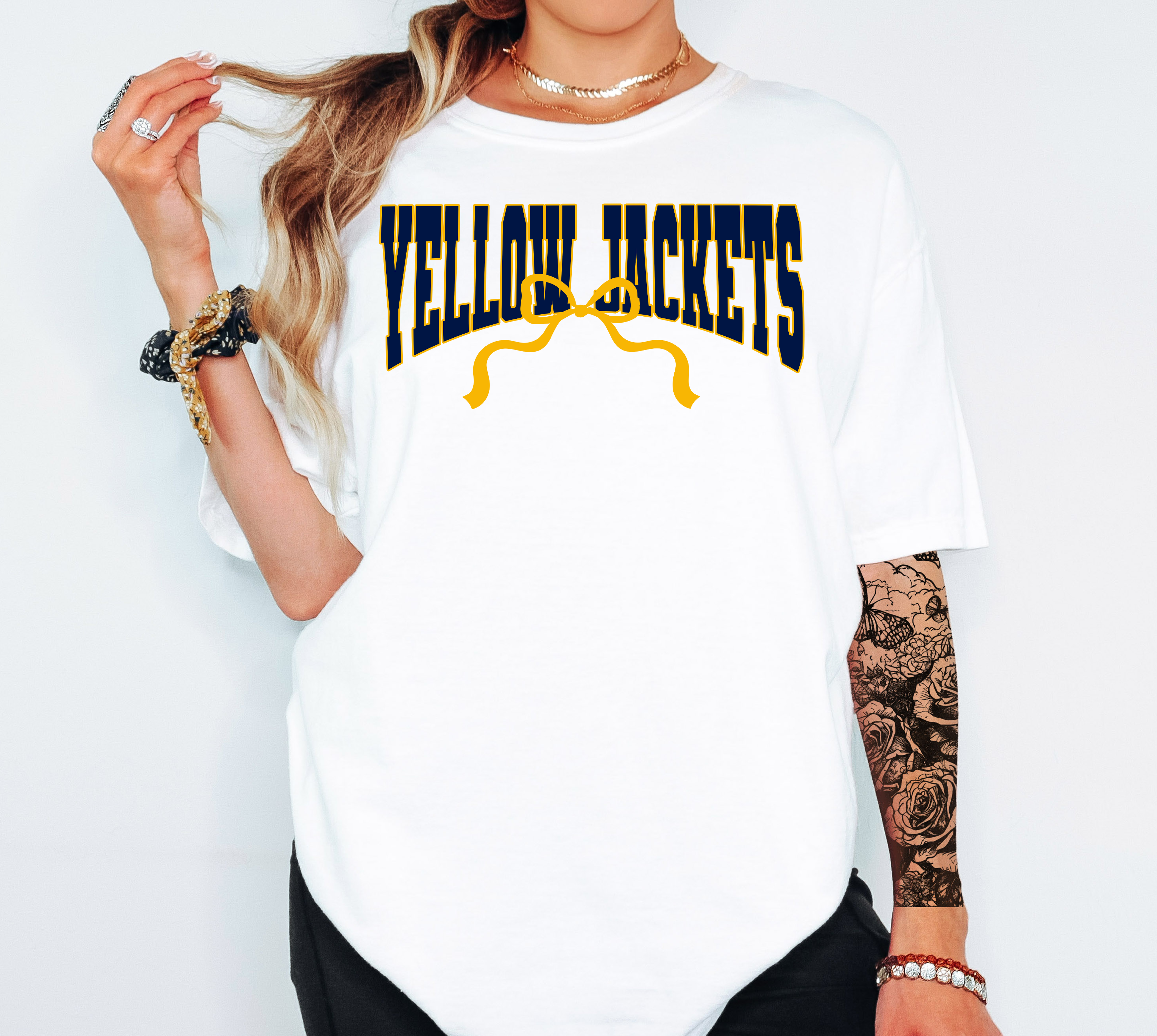 Yellow Jackets Team Arch with Bow DTF Print