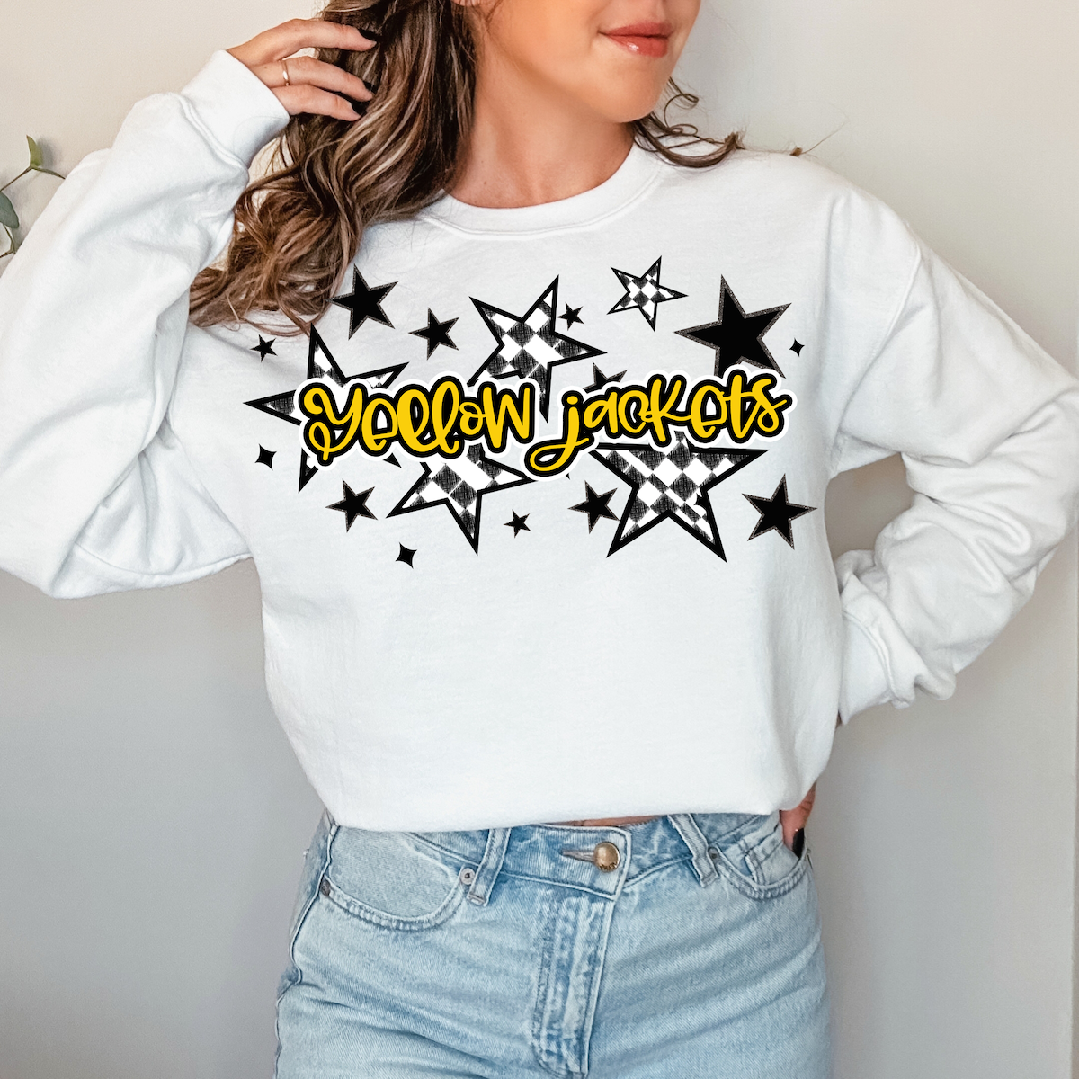 Yellow Jackets Retro Star DTF Print