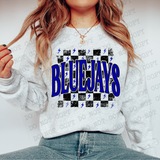 Distressed Bluejays Checker DTF Print