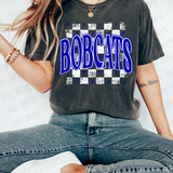 Distressed Bobcats Checker DTF Print