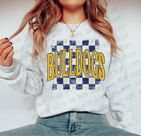 Distressed Bulldogs Checker DTF Print