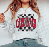 Distressed Cardinals Checker DTF Print