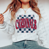 Distressed Cardinals Checker DTF Print