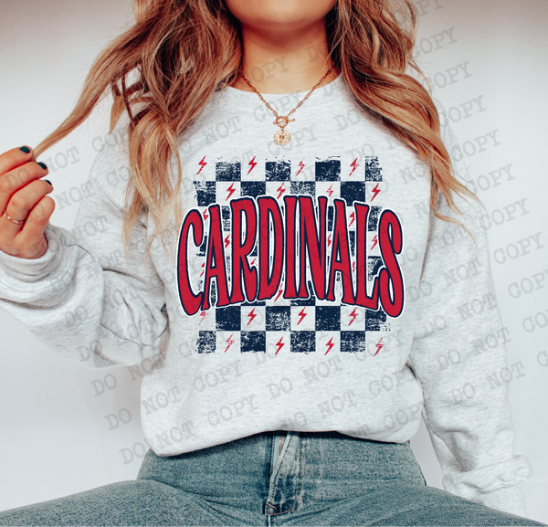 Distressed Cardinals Checker DTF Print