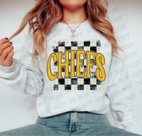 Distressed Chiefs Checker DTF Print