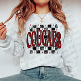 Distressed Cougars Checker DTF Print