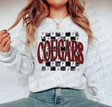 Distressed Cougars Checker DTF Print