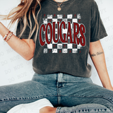 Distressed Cougars Checker DTF Print