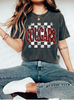 Distressed Cougars Checker DTF Print