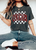 Distressed Cougars Checker DTF Print