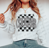 Distressed Cougars Checker DTF Print