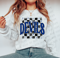 Distressed Devils Checker DTF Print