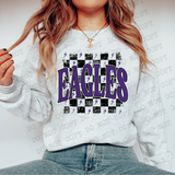 Distressed Eagles Checker DTF Print