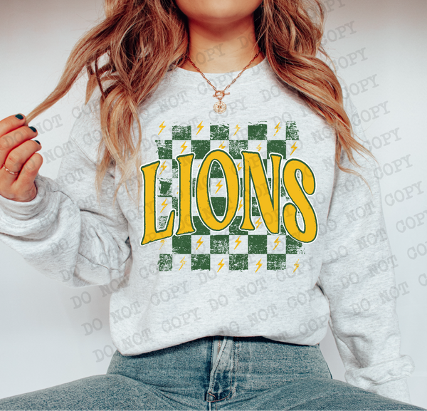 Distressed Lions Checker DTF Print