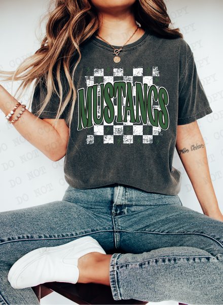 Distressed Mustangs Checker DTF Print