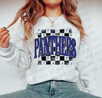 Distressed Panthers Checker DTF Print