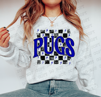 Distressed Pugs Checker DTF Print