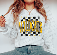 Distressed Wildcats Checker DTF Print