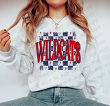Distressed Wildcats Checker DTF Print