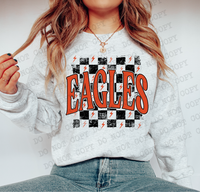 Distressed Eagles Checker DTF Print